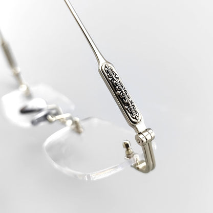 Chrome Hearts - Style SOFFFFFFFFERS II Rimless Glasses | Pure Titanium Frame with Medieval Detailing - HP eyeglasses