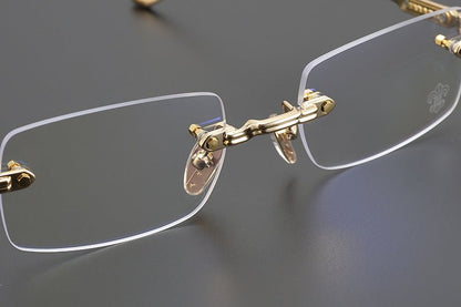Chrome Hearts - Style SOFFFFFFFFERS II Rimless Glasses | Pure Titanium Frame with Medieval Detailing - HP eyeglasses