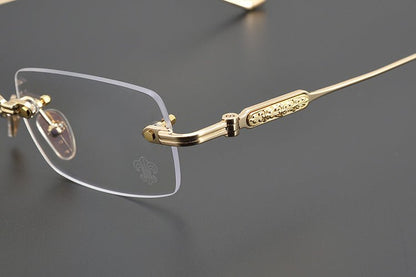 Chrome Hearts - Style SOFFFFFFFFERS II Rimless Glasses | Pure Titanium Frame with Medieval Detailing - HP eyeglasses