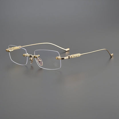 Chrome Hearts - Style SOFFFFFFFFERS II Rimless Glasses | Pure Titanium Frame with Medieval Detailing - HP eyeglasses