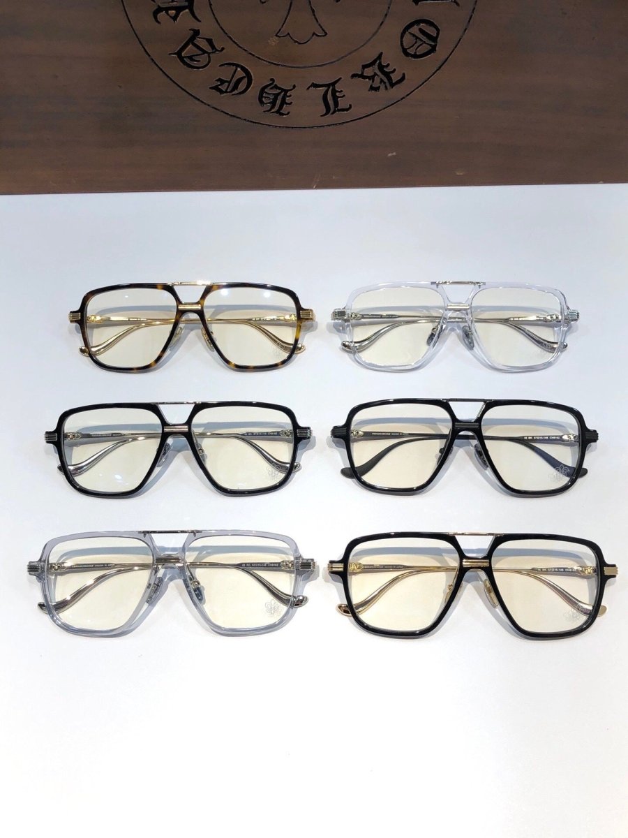 Chrome Hearts-Style Square Aviator Acetate Glasses 57mm Double Bridge Navigator Optical Frame CH8182 - HP eyeglasses