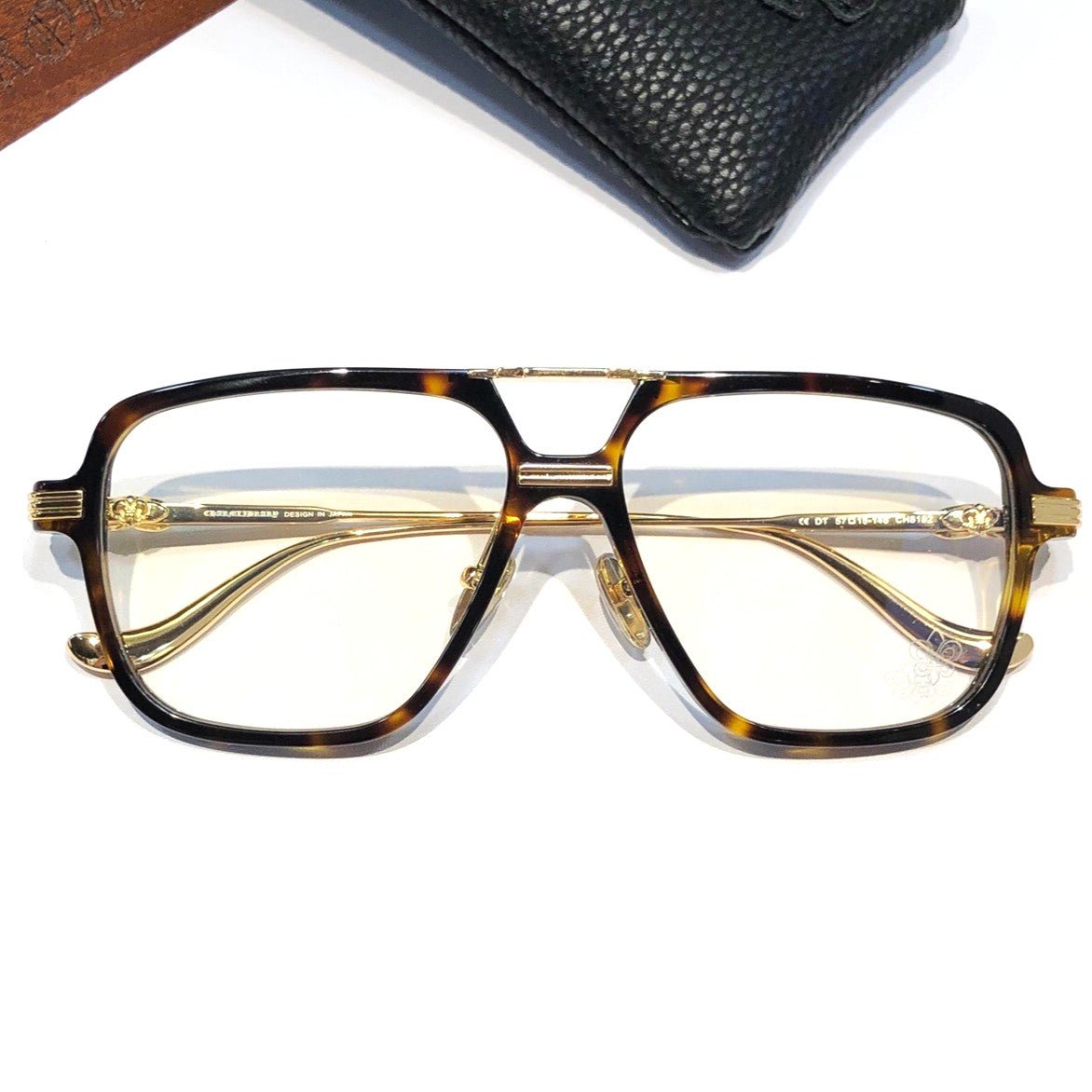 Chrome Hearts-Style Square Aviator Acetate Glasses 57mm Double Bridge Navigator Optical Frame CH8182 - HP eyeglasses