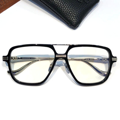 Chrome Hearts-Style Square Aviator Acetate Glasses 57mm Double Bridge Navigator Optical Frame CH8182 - HP eyeglasses