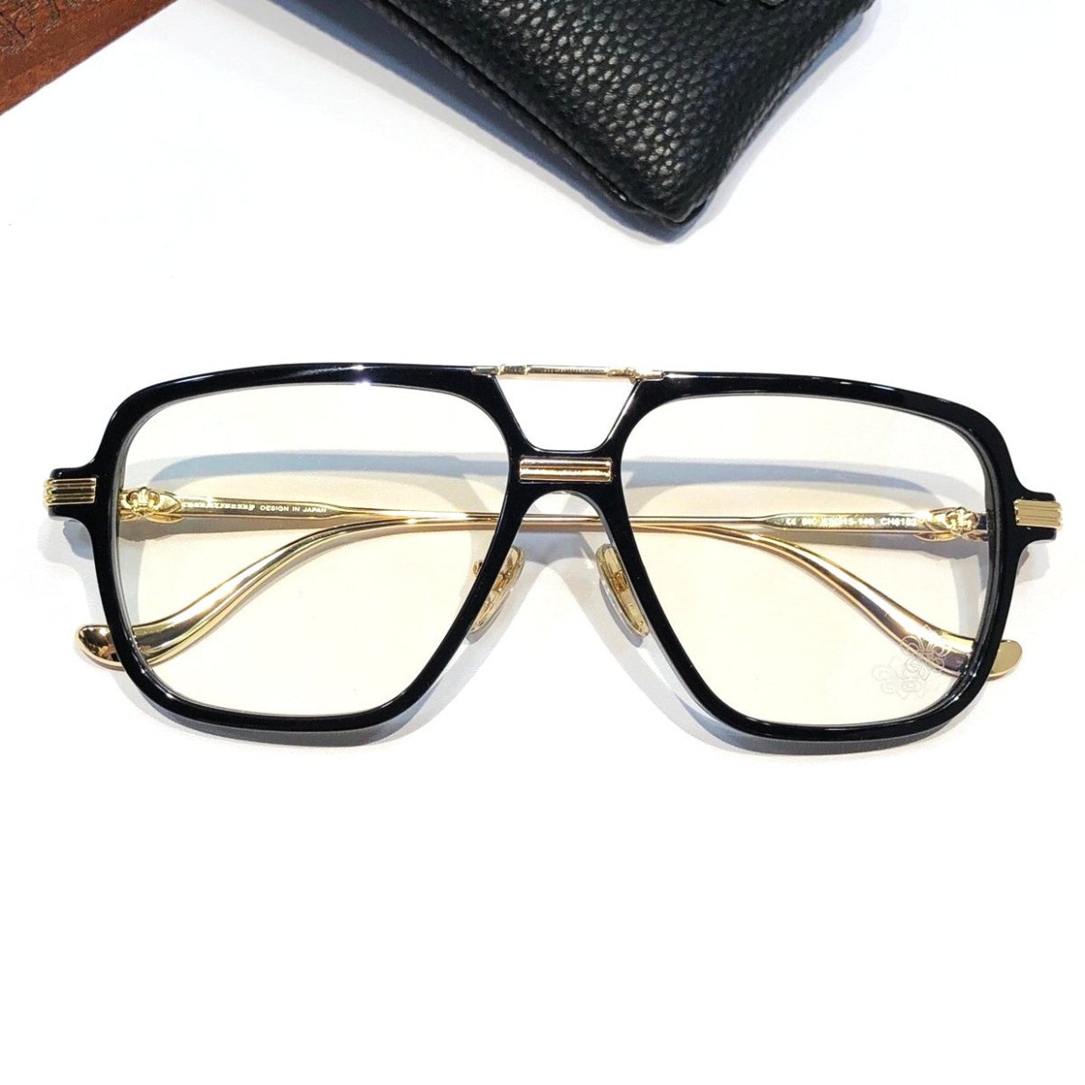 Chrome Hearts-Style Square Aviator Acetate Glasses 57mm Double Bridge Navigator Optical Frame CH8182 - HP eyeglasses