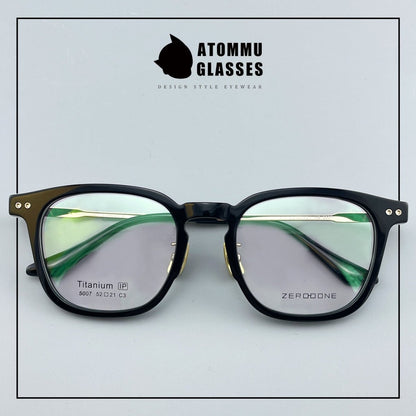 Classic Round Square Acetate Glasses Frame with Pure Titanium Plated Temples – 5007 - HP eyeglasses