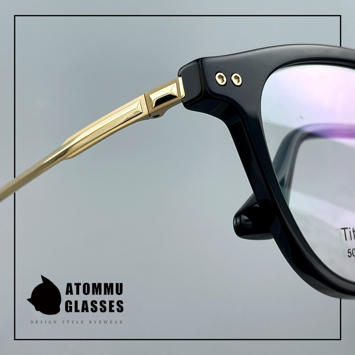 Classic Round Square Acetate Glasses Frame with Pure Titanium Plated Temples – 5007 - HP eyeglasses