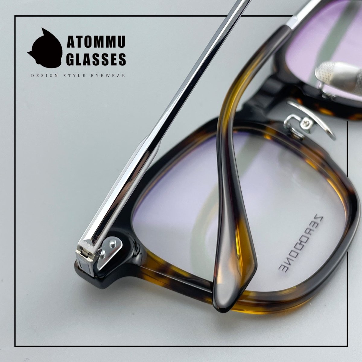 Classic Round Square Acetate Glasses Frame with Pure Titanium Plated Temples – 5007 - HP eyeglasses