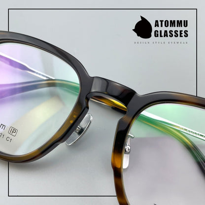 Classic Round Square Acetate Glasses Frame with Pure Titanium Plated Temples – 5007 - HP eyeglasses