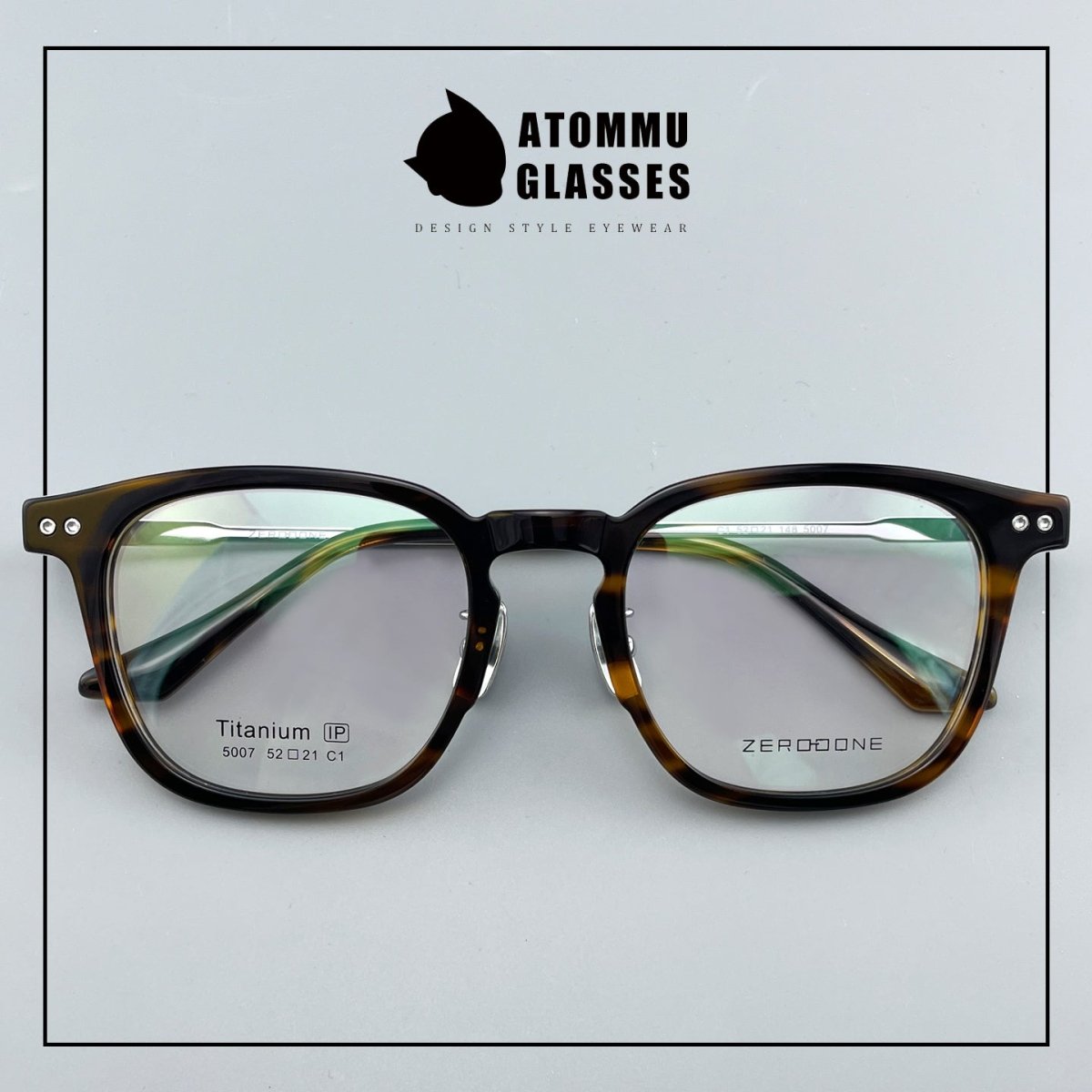 Classic Round Square Acetate Glasses Frame with Pure Titanium Plated Temples – 5007 - HP eyeglasses