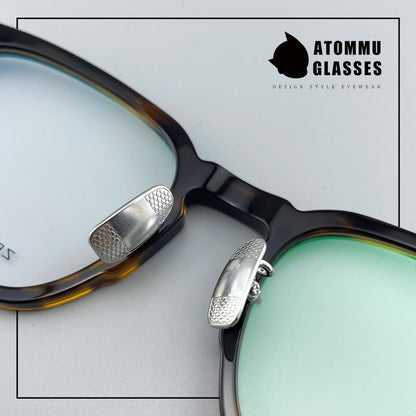 Classic Round Square Acetate Glasses Frame with Pure Titanium Plated Temples – 5007 - HP eyeglasses