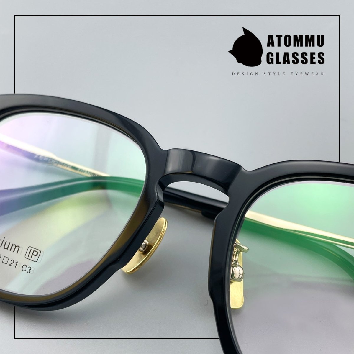Classic Round Square Acetate Glasses Frame with Pure Titanium Plated Temples – 5007 - HP eyeglasses