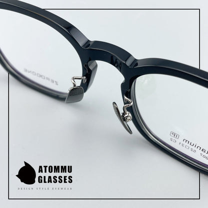 Classic Round Square Acetate Glasses Frame with Pure Titanium Plated Temples – 5007 - HP eyeglasses