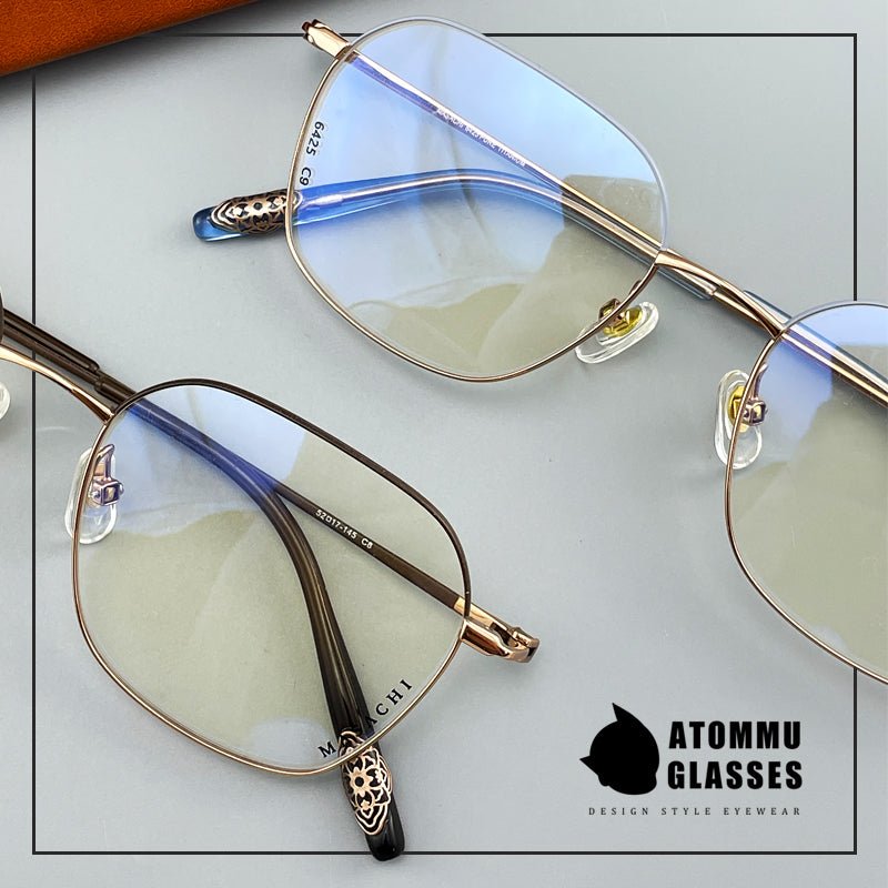 Designer Style Pure Titanium Women’s Full Frame Glasses | Ultra Lightweight 8g Eyewear with Acetate Temples – High Prescription Ready - HP eyeglasses