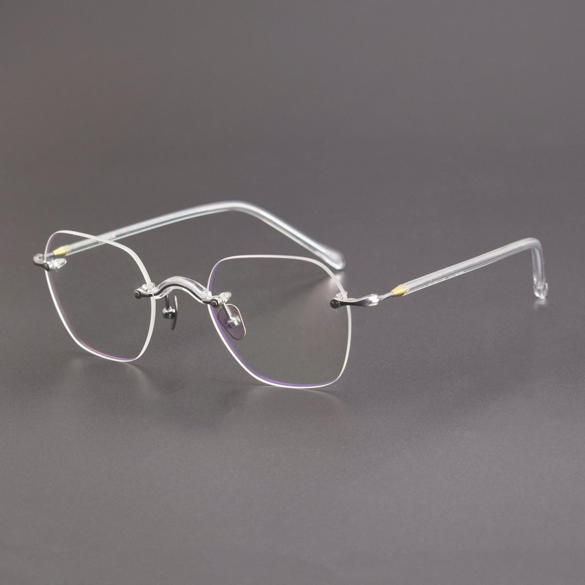 Designer Vintage Rimless Polygon Glasses | Two-Tone Luxury Prescription Eyeglass Frame GWS-122T - HP eyeglasses