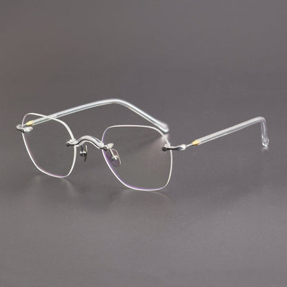 Designer Vintage Rimless Polygon Glasses | Two-Tone Luxury Prescription Eyeglass Frame GWS-122T - HP eyeglasses