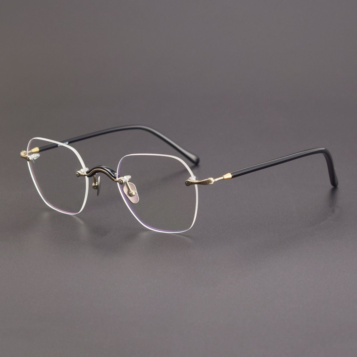 Designer Vintage Rimless Polygon Glasses | Two-Tone Luxury Prescription Eyeglass Frame GWS-122T - HP eyeglasses