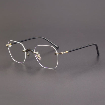 Designer Vintage Rimless Polygon Glasses | Two-Tone Luxury Prescription Eyeglass Frame GWS-122T - HP eyeglasses