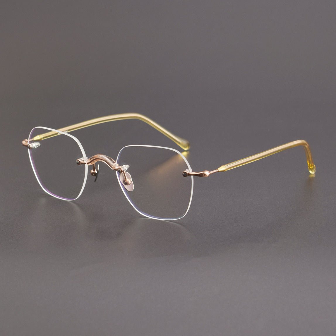 Designer Vintage Rimless Polygon Glasses | Two-Tone Luxury Prescription Eyeglass Frame GWS-122T - HP eyeglasses