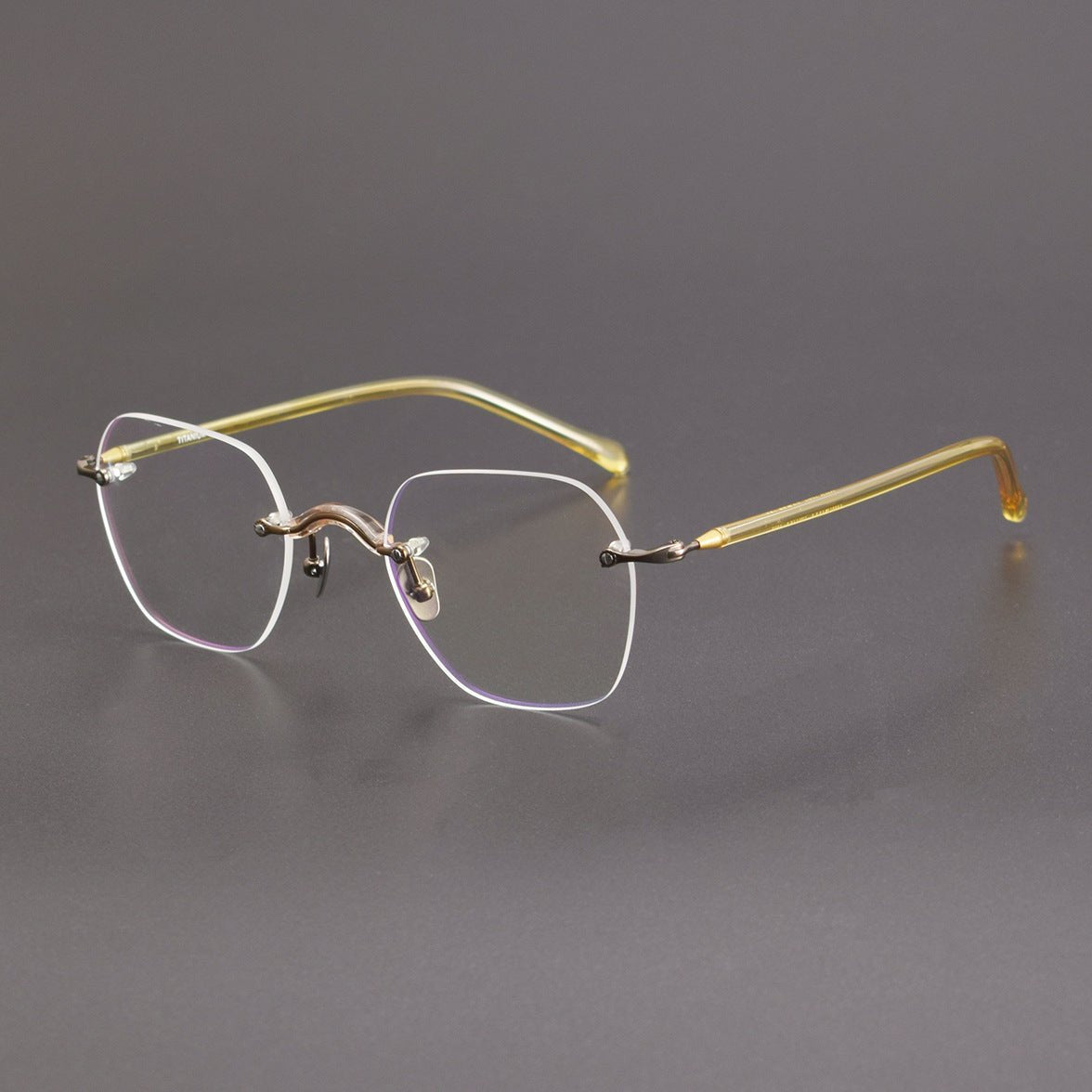 Designer Vintage Rimless Polygon Glasses | Two-Tone Luxury Prescription Eyeglass Frame GWS-122T - HP eyeglasses