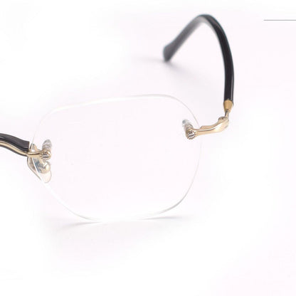 Designer Vintage Rimless Polygon Glasses | Two-Tone Luxury Prescription Eyeglass Frame GWS-122T - HP eyeglasses