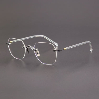 Designer Vintage Rimless Polygon Glasses | Two-Tone Luxury Prescription Eyeglass Frame GWS-122T - HP eyeglasses