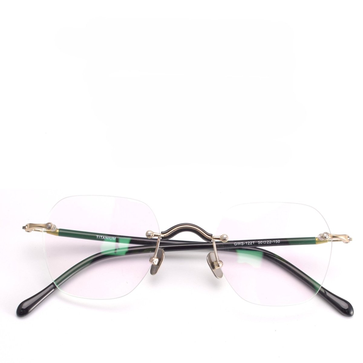 Designer Vintage Rimless Polygon Glasses | Two-Tone Luxury Prescription Eyeglass Frame GWS-122T - HP eyeglasses