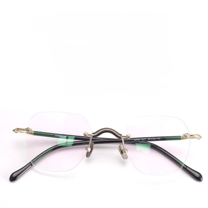 Designer Vintage Rimless Polygon Glasses | Two-Tone Luxury Prescription Eyeglass Frame GWS-122T - HP eyeglasses