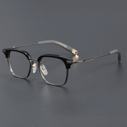 DITA Style DTX - 410 Browline Full Rim Titanium Eyeglass Frame | Japanese Retro Acetate Glasses for Men & Women | Designer Rectangular Optical Frame - HP eyeglasses