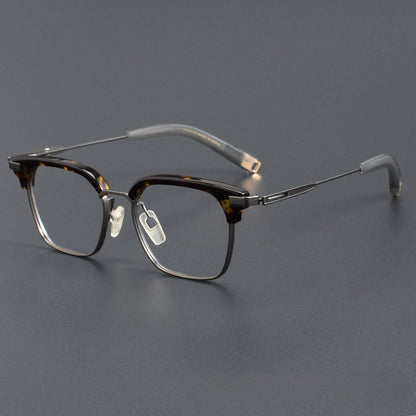 DITA Style DTX - 410 Browline Full Rim Titanium Eyeglass Frame | Japanese Retro Acetate Glasses for Men & Women | Designer Rectangular Optical Frame - HP eyeglasses