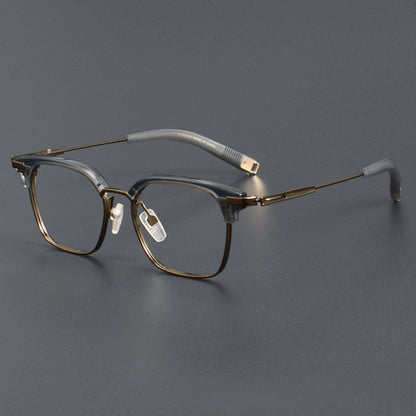 DITA Style DTX - 410 Browline Full Rim Titanium Eyeglass Frame | Japanese Retro Acetate Glasses for Men & Women | Designer Rectangular Optical Frame - HP eyeglasses