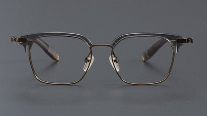 DITA Style DTX - 410 Browline Full Rim Titanium Eyeglass Frame | Japanese Retro Acetate Glasses for Men & Women | Designer Rectangular Optical Frame - HP eyeglasses