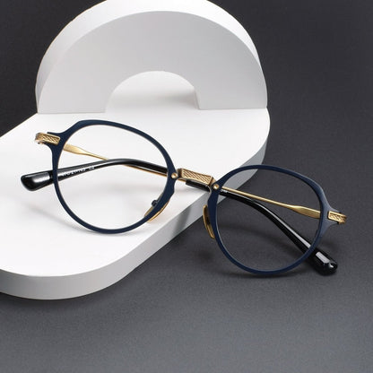 DITA Style DTX - 426 Pure Titanium Full Rim Round Eyeglass Frame | Designer Optical Glasses for Men & Women | Lightweight Blue Light & Prescription Ready - HP eyeglasses