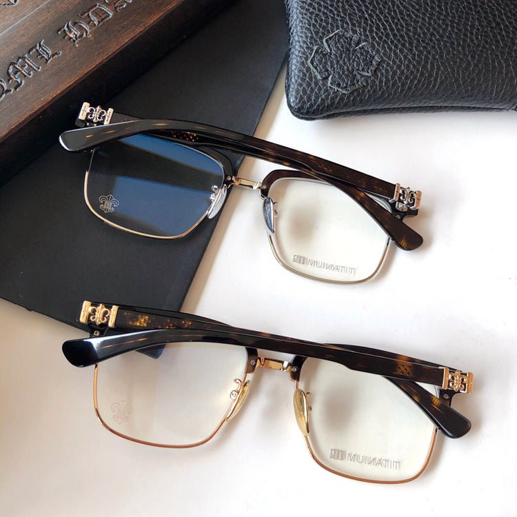 Fashion Pure Titanium Browline Semi - Rimless Optical Glasses with Acetate Frame – CH8084 - HP eyeglasses