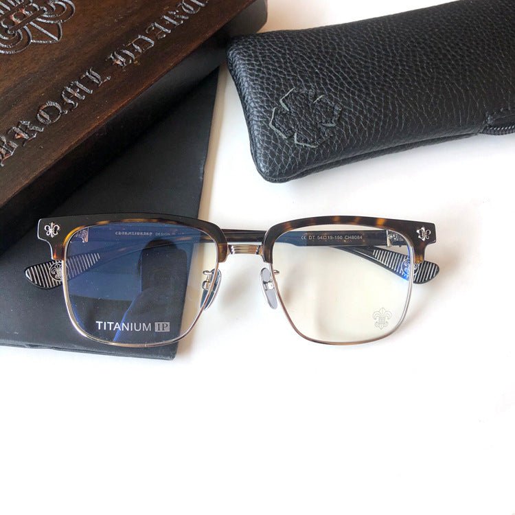 Fashion Pure Titanium Browline Semi - Rimless Optical Glasses with Acetate Frame – CH8084 - HP eyeglasses