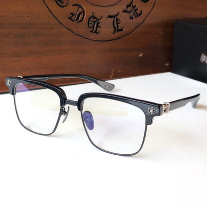 Fashion Pure Titanium Browline Semi - Rimless Optical Glasses with Acetate Frame – CH8084 - HP eyeglasses