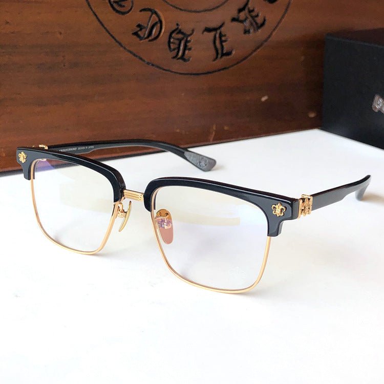 Fashion Pure Titanium Browline Semi - Rimless Optical Glasses with Acetate Frame – CH8084 - HP eyeglasses