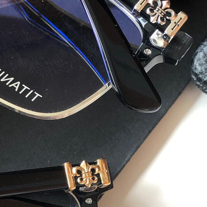 Fashion Pure Titanium Browline Semi - Rimless Optical Glasses with Acetate Frame – CH8084 - HP eyeglasses