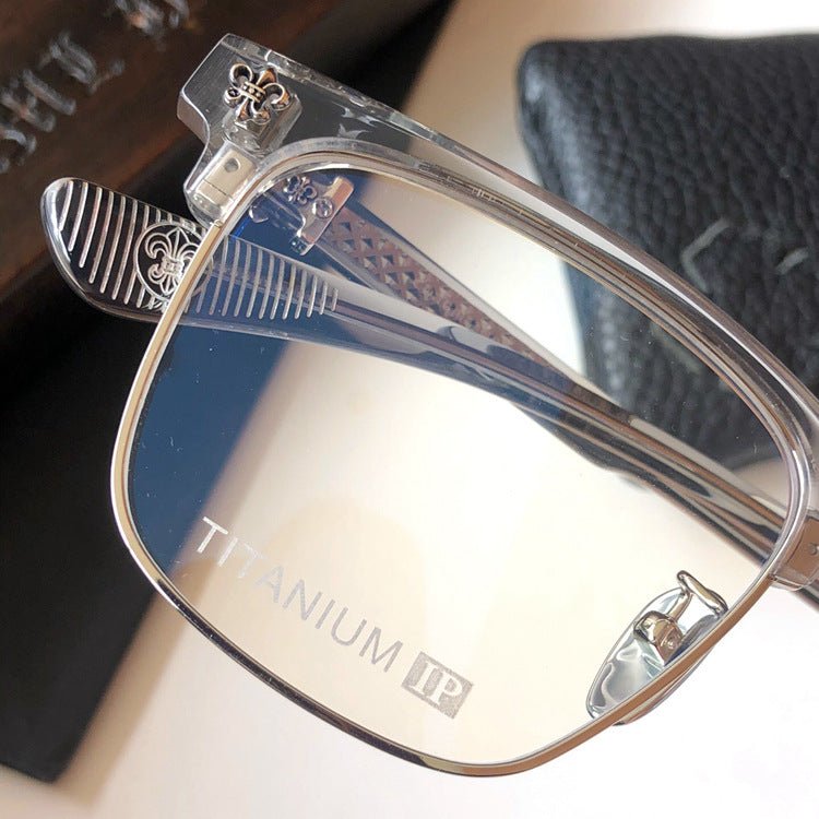 Fashion Pure Titanium Browline Semi - Rimless Optical Glasses with Acetate Frame – CH8084 - HP eyeglasses