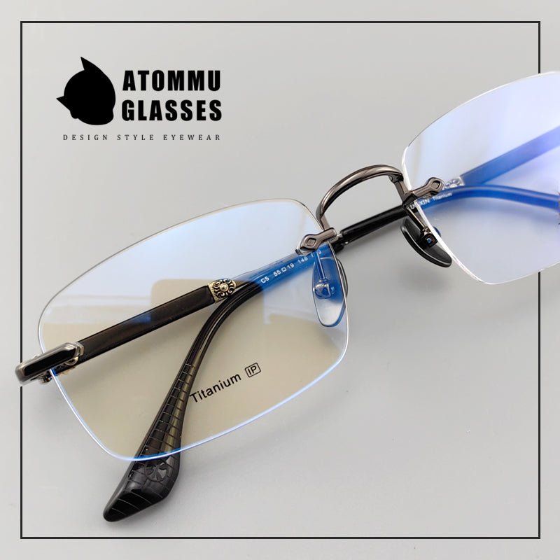 Frameless EyeGlasses for Business | Titanium and Acetate Blend Frame - EO - 699 - HP eyeglasses