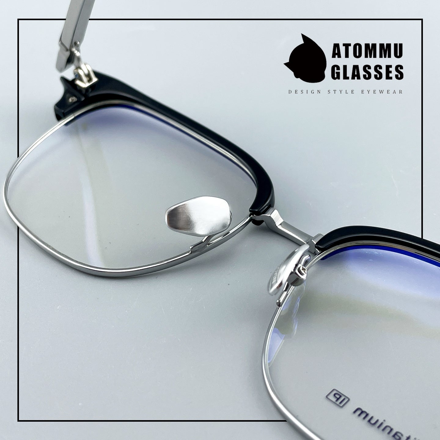 Black Samurai Browline Semi-Rimless Glasses | Gothic Pure Titanium Eyewear for Men with Large Face – Full Frame Style High Prescription Ready