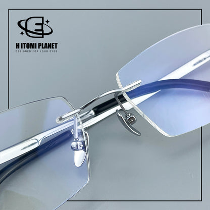 Pure Titanium Rimless Glasses for Men & Women | Ultra-Light Business Prescription Eyeglasses EO-6001