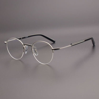 GMS - 110 Titanium Semi - Rimless Round Glasses – MASUNAGA Same Style - HP eyeglasses