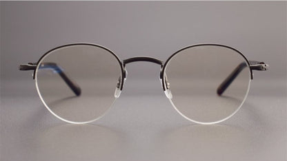 GMS - 110 Titanium Semi - Rimless Round Glasses – MASUNAGA Same Style - HP eyeglasses