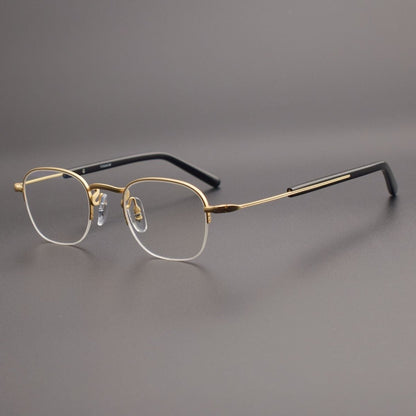 GMS - 112 Titanium Semi - Rimless Square Glasses – MASUNAGA Same Style Japanese Small Frame - HP eyeglasses