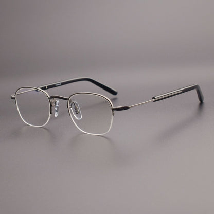 GMS - 112 Titanium Semi - Rimless Square Glasses – MASUNAGA Same Style Japanese Small Frame - HP eyeglasses