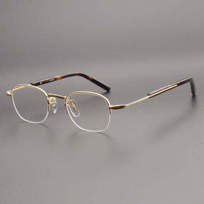 GMS - 112 Titanium Semi - Rimless Square Glasses – MASUNAGA Same Style Japanese Small Frame - HP eyeglasses