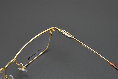 GOLDLA Handmade Pure Titanium Square Glasses | Gothic Style Full Frame Eyeglasses for Men & Women – Ultra - Light High Prescription Ready - HP eyeglasses