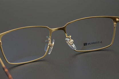 GOLDLA Handmade Pure Titanium Square Glasses | Gothic Style Full Frame Eyeglasses for Men & Women – Ultra - Light High Prescription Ready - HP eyeglasses