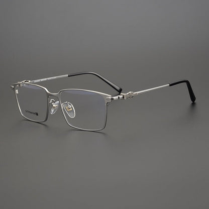 GOLDLA Handmade Pure Titanium Square Glasses | Gothic Style Full Frame Eyeglasses for Men & Women – Ultra - Light High Prescription Ready - HP eyeglasses