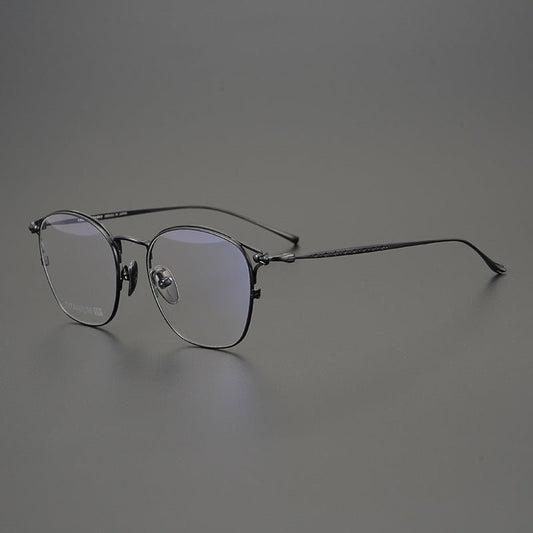 Gothic - Inspired Lightweight Titanium Full Rim Eyeglass Frame | Cross Engraving – Minimalist Luxury Design - HP eyeglasses